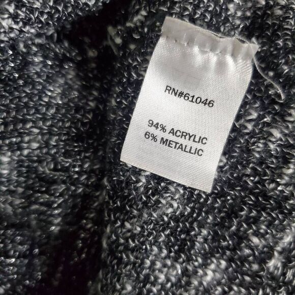 Vanity Women’s Metallic Fringe Open Front Cardigan Sweater Size S Black Silver - Picture 4 of 6